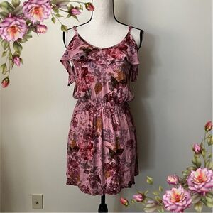 Floral mini dress with cold Shoulder sleeves